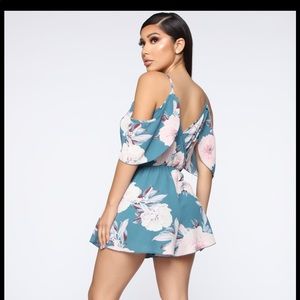 Fashion Nova Floral Mint Romper